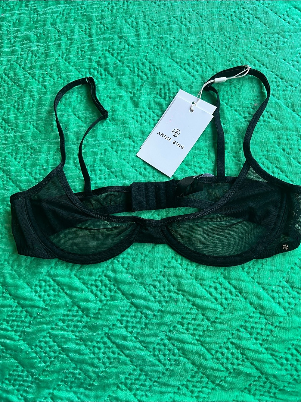 Anine Bing Black Sheer Underwire Bra